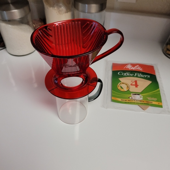 BPA Free Pour Over Coffee Maker w/ Natural Filters Red Brewer - Picture 4 of 16